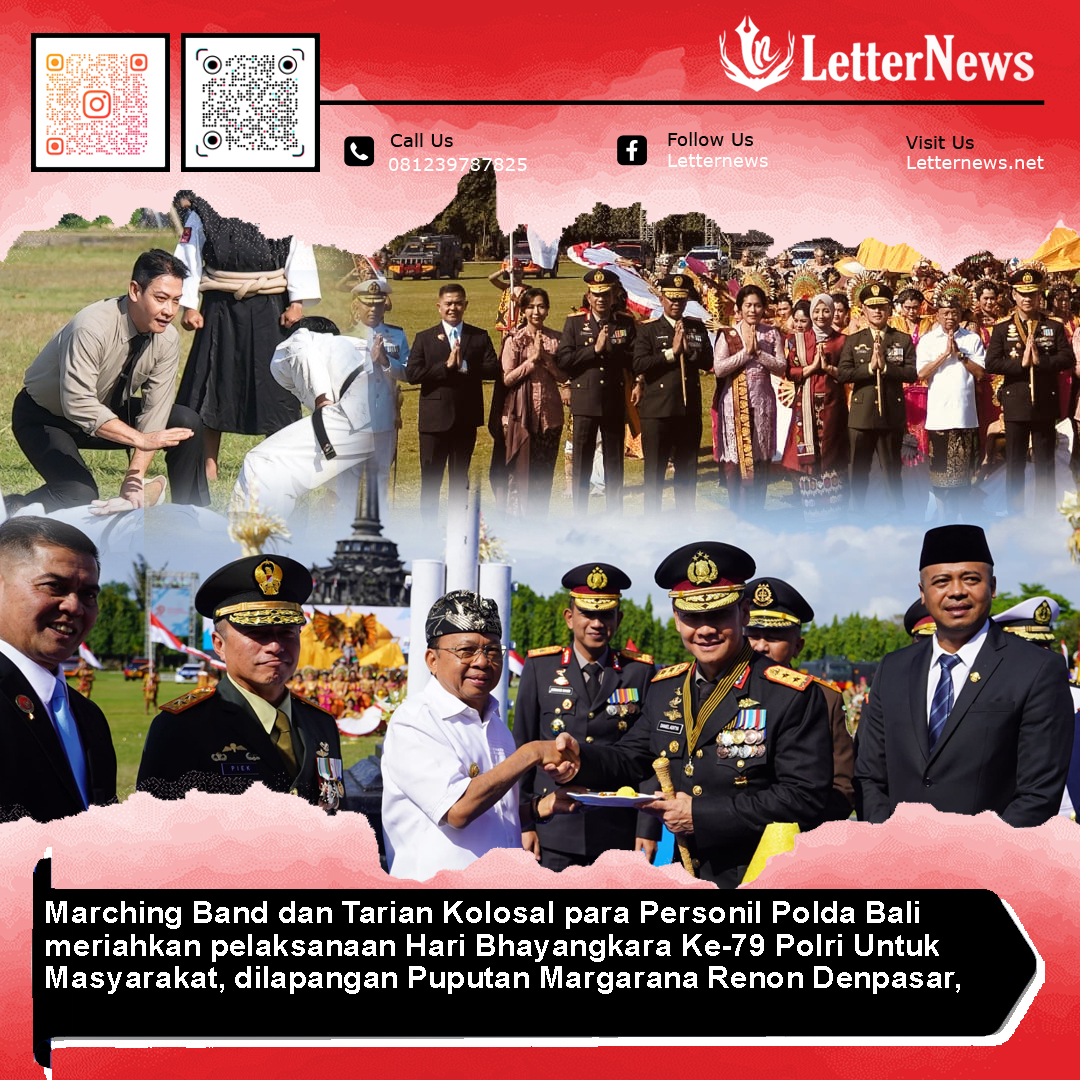 Marching Band dan Tari Kolosal Polda Bali Meriahkan Dirgahayu Bhayangkara Ke-79