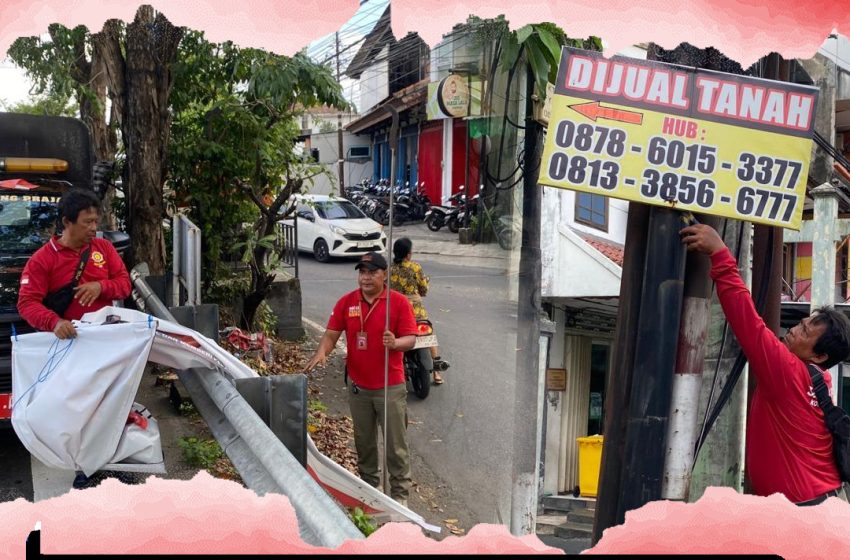 Jaga Keindahan Wajah Kota, Sat Pol PP Denpasar Tertibkan Alat Peraga Promosi di Fasilitas Umum