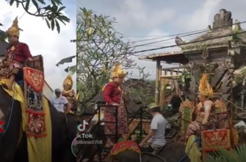  VIRAL! Nikah Mewah Khas Bali, Pasangan Pengantin di Klungkung Diarak Naik Gajah