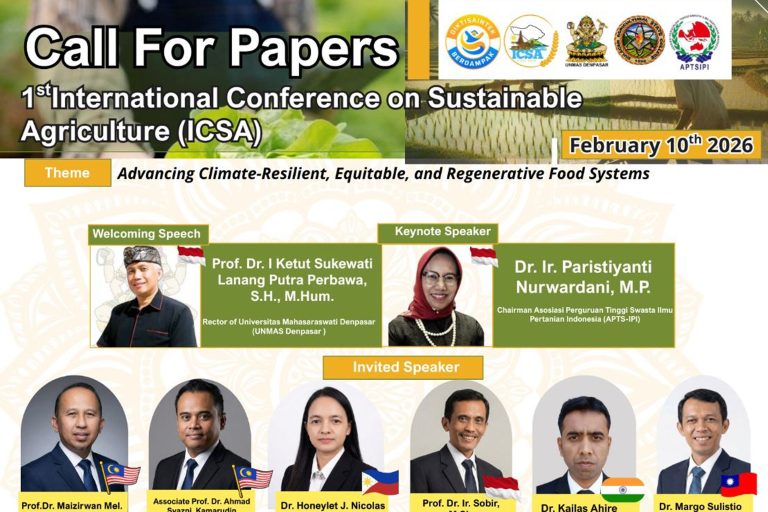 Unmas Denpasar Hadirkan Pakar Dunia dalam ICSA 2026: Transformasi Sistem Pangan Tangguh Iklim dan Regeneratif