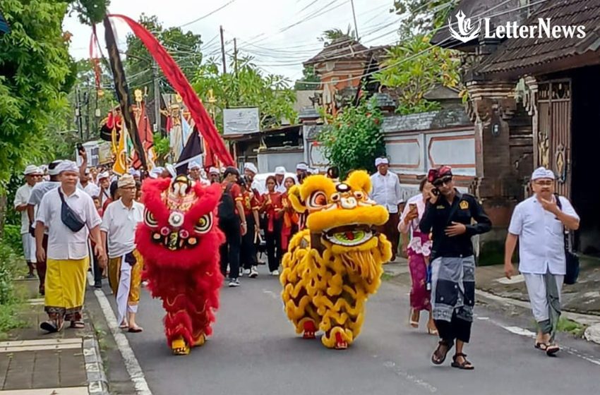  Momen Langka di Gianyar: Barongsai ‘Cahaya Dewata’ Iringi Prosesi Mapeed Pura Puseh, Bukti Eratnya Akulturasi Bali-Tionghoa