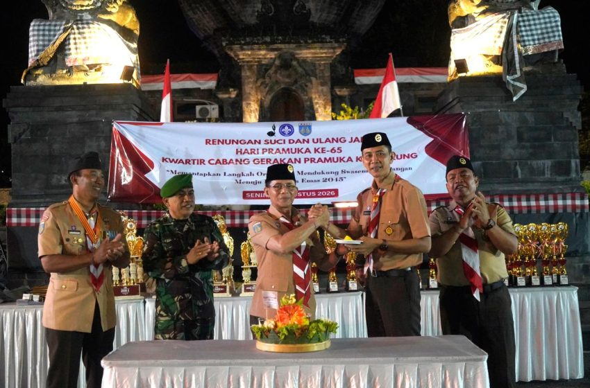  Peringati Hari Pramuka Ke-65, Kwarcab Klungkung Gelar Renungan Suci dan Gandeng BNN Bentuk Saka Anti Narkoba