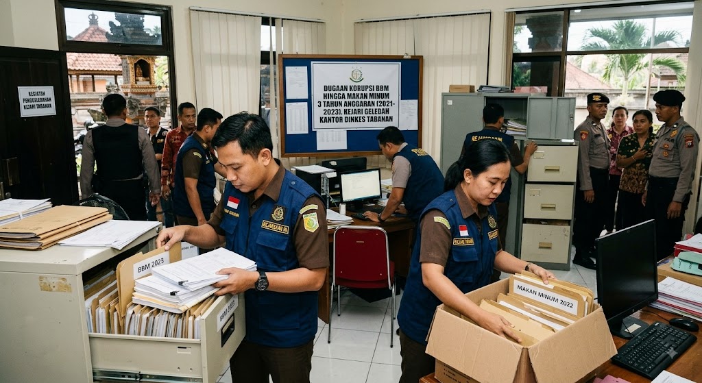 Dugaan Korupsi BBM Hingga Makan Minum 3 Tahun Anggaran, Kejari Geledah Kantor Dinkes Tabanan