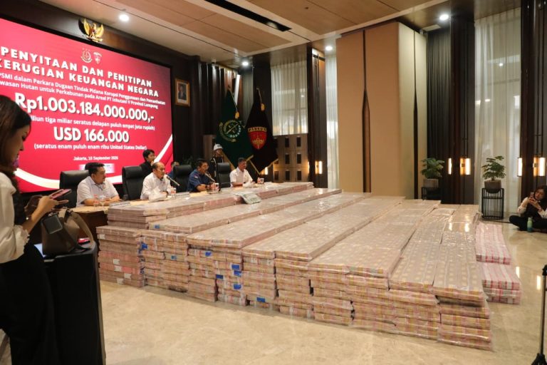 Kejaksaan Agung Sita Penitipan Kerugian Negara Rp1 Triliun Kasus Korupsi Perkebunan Tebu PT PSMI di Lampung
